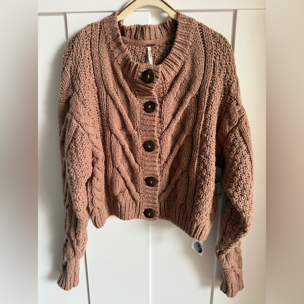 NWT Free People Bonfire CableKnit Cardigan - Picture 3 of 13